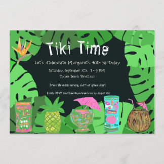 Tiki Time Customizable Birthday Party Einladung