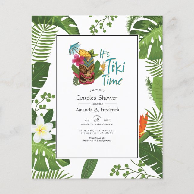 Tiki Time Luau Summer Beach Paare Einladung Flyer (Vorne)