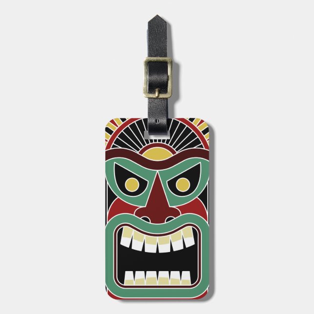 Tiki Totem benutzerdefiniertes Textgepäck Tag 3 Gepäckanhänger (Vorderseite vertikal)