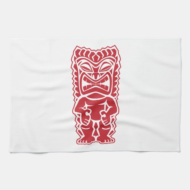 tiki Totem-Krieger Geschirrtuch (Horizontal)