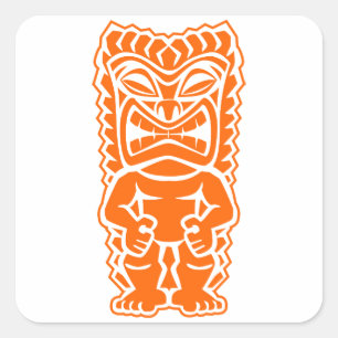 tiki Totem-Kriegersorange Quadratischer Aufkleber