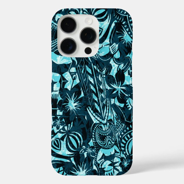Tiki Trader Hawaiian Aquamarin iPhone 16 Pro Hülle (Rückseite)
