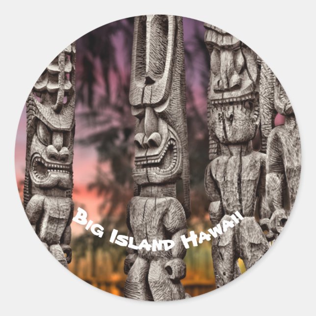 Tiki Tribal Council, Kona Hawaii Runder Aufkleber (Vorderseite)