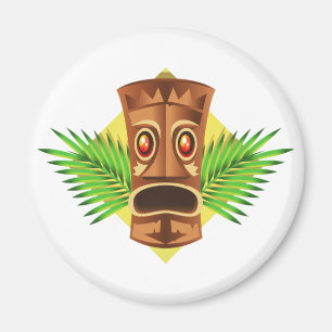 Tiki Tropische Statue mit Palmen Magnet