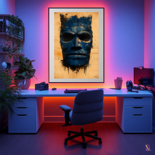 Tiki-Wächtermaske – Polynesisches spirituelles Sym Poster