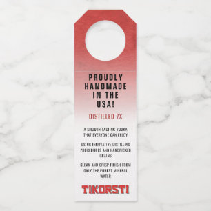 Tikorsti destilliert 7X Clean Crisp Handmade Vodka Flaschenanhänger
