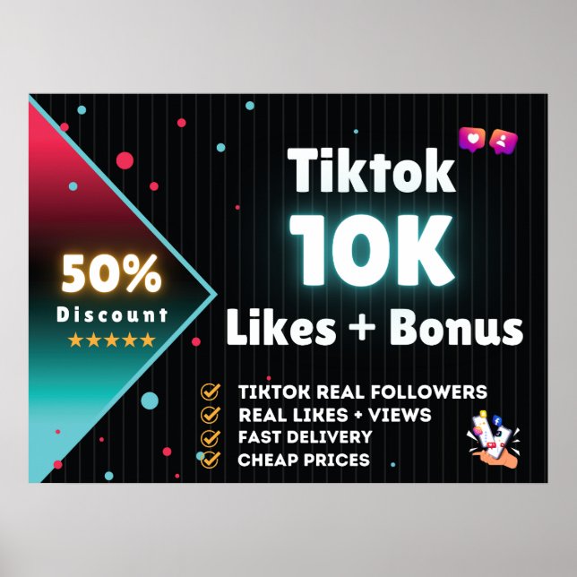 Tiktok 10K Likes + 100K Ansichten KOSTENLOS Poster (Vorne)