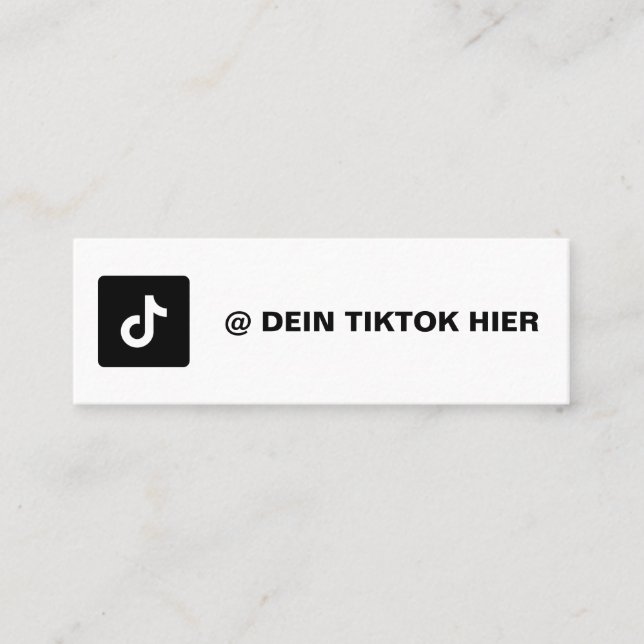 Tiktok Visitentenkarte Gestalten Schwarz Weiß Mini Visitenkarte (Vorderseite)