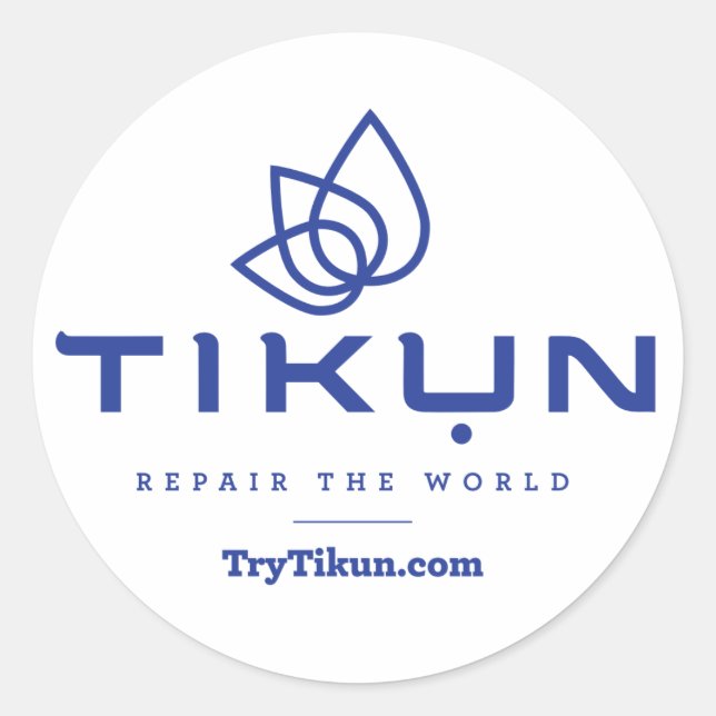 Tikun Blue auf weißem Aufkleber (Vorderseite)