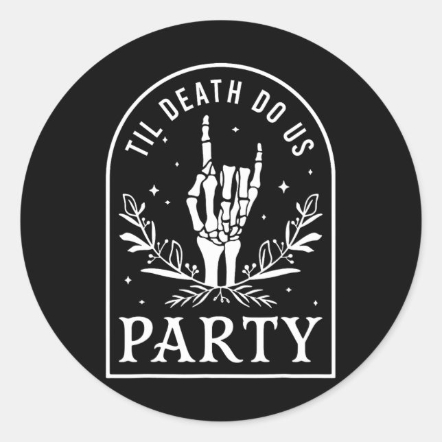 Til Death Do Uns Party Retro Halloween Bachelorett Runder Aufkleber (Vorderseite)