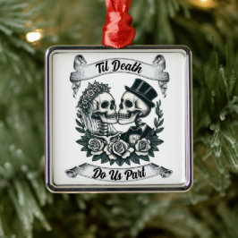 Til Death Do Us Part: Bride & Groom Skeleton Ornament Aus Metall