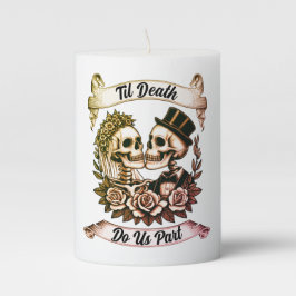 Til Death Do us Part: Bride & Groom Skelett Stumpenkerze