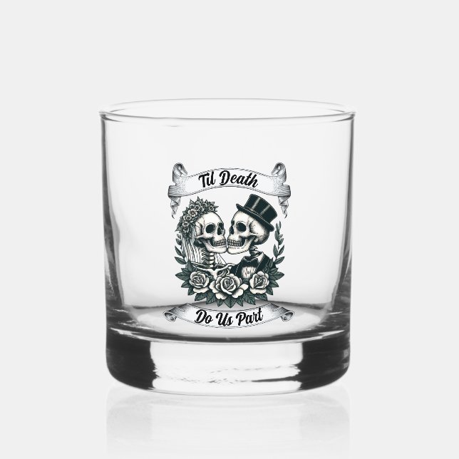 Til Death Do us Part: Bride & Groom Skelett Whiskyglas (Rückseite)