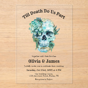 Til Death Do us Part Gothic Halloween Hochzeit Acryleinladungen