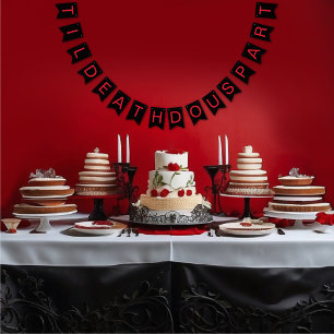 Til Death Do us Part Gothic Moody Black and Red Wimpelkette