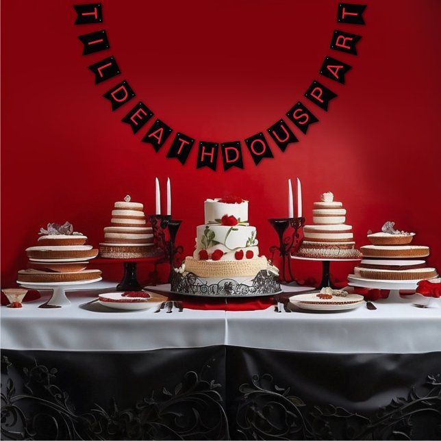 Til Death Do us Part Gothic Moody Black and Red Wimpelkette (Von Creator hochgeladen)