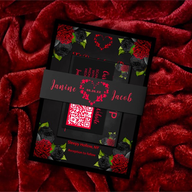 Til Death Do us Part Gothic Red Heart Wedding Einladungsbanderole (Von Creator hochgeladen)