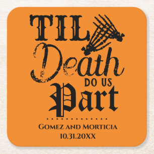 Til Death Do us Part Halloween Hochzeitstag Rechteckiger Pappuntersetzer