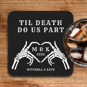 Til Death Do us Part Heart Hand Black Wedding Rechteckiger Pappuntersetzer