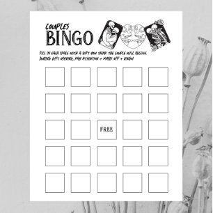 Til Death Do us Part   Paare Bingo Game   B+W