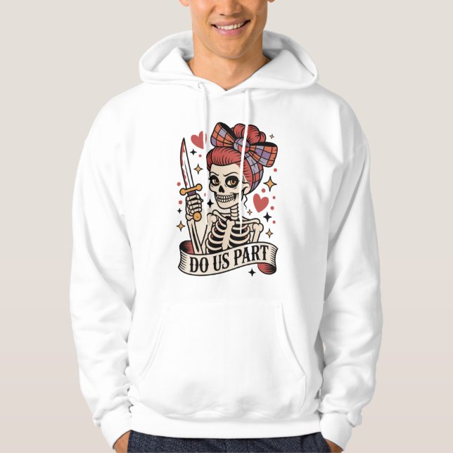 'Til Death Do us Part Skeleton Bride Tattoo Style Hoodie (Vorderseite)