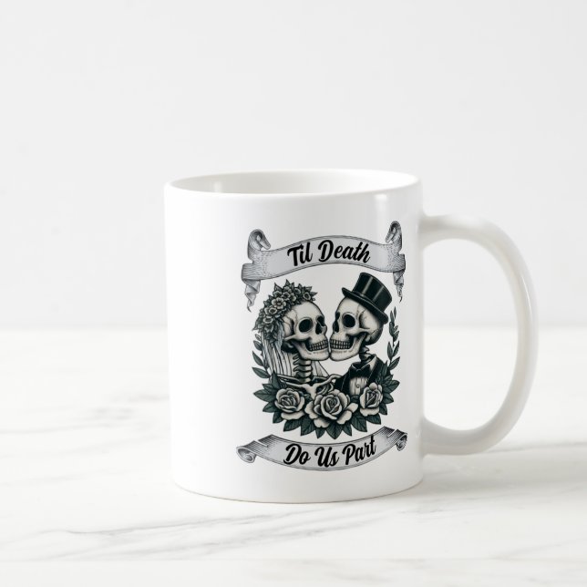 Til Death Do us Part Skeleton Brie and Groom Marr Kaffeetasse (Rechts)