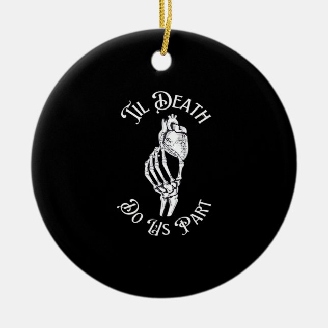 Til Death Do us Part Skeleton Hand hält Anatomie Keramik Ornament (Vorne)