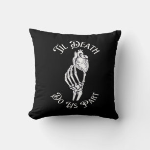 Til Death Do us Part Skeleton Hand hält Anatomie Kissen