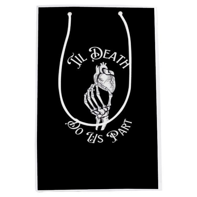 Til Death Do us Part Skeleton Hand hält Anatomie Mittlere Geschenktüte (Vorderseite)