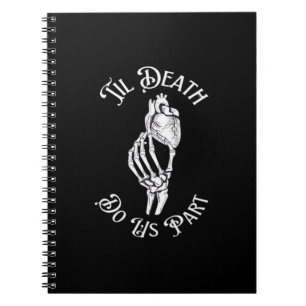 Til Death Do us Part Skeleton Hand hält Anatomie Notizblock