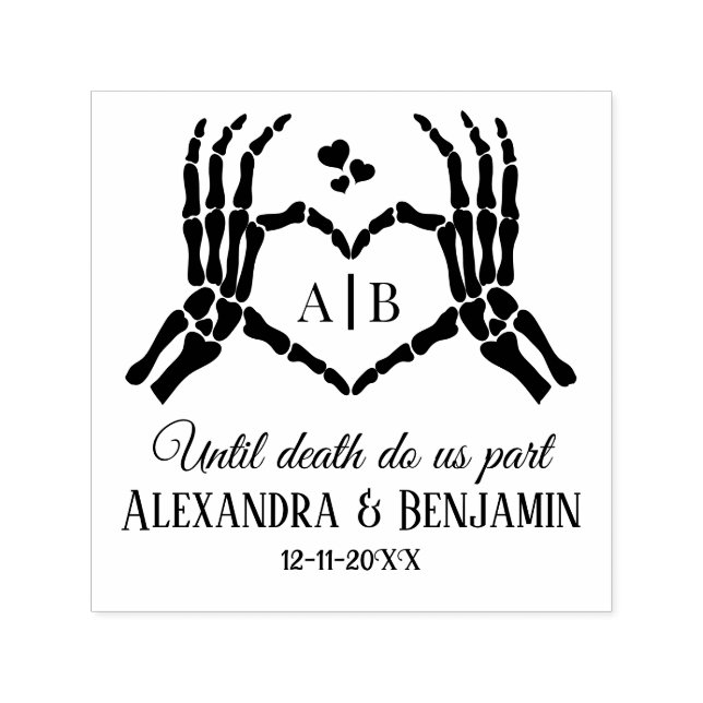 Til Death Do us Part Skeleton Hands Herz-Zeichen # Permastempel (Design)