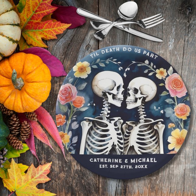 Til Death Do us Part Skeletons Gothic Wedding Pappteller (Von Creator hochgeladen)