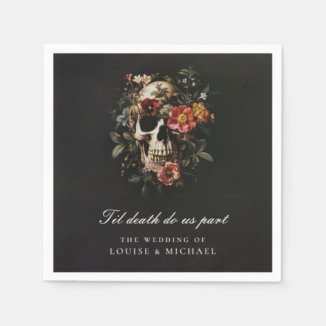 Til Death Do us Part Skull Gothic Wedding Serviette (Vorderseite)