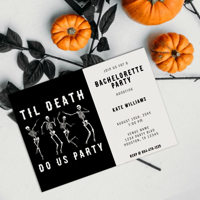 Til Death Do Us Party Skeleton Bachelorette Party Einladung (Til Death Do Us Party Skeleton Bachelorette Party Invitation)