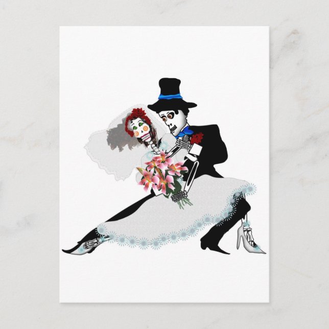 'Til Death Do us us Part - Day of the Dead wedding Postkarte (Vorderseite)