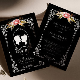 Til Death Gothic Black Floral Wedding Einladung
