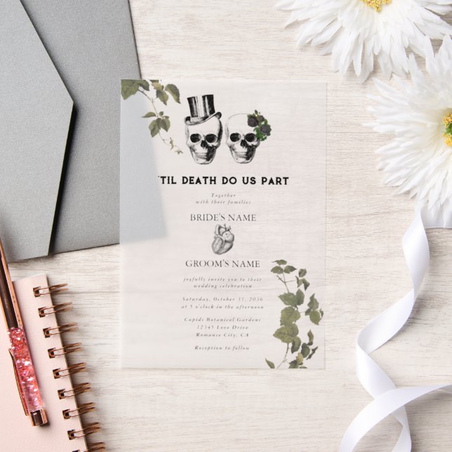 Til Death Gothic Heart Floral Skulls Wedding (Hochzeit)
