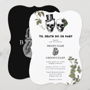 Til Death Gothic Heart Floral Skulls Wedding Einladung