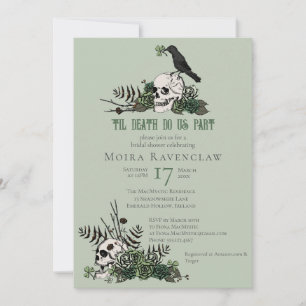 Til Death Gothic Irish Floral Skull Brautparty Einladung