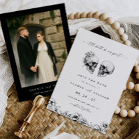Til Death Gothic Skull Floral Foto Hochzeit