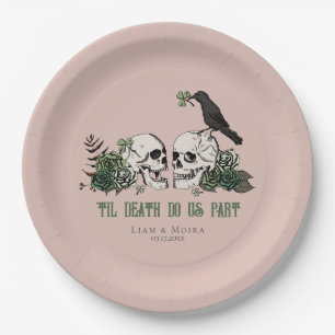 Til Death Gothic St Patricks Day Floral Skull Pappteller