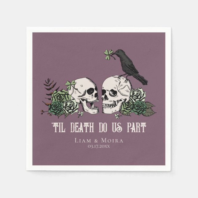 Til Death Gothic St Patricks Day Floral Skull Serviette (Vorderseite)