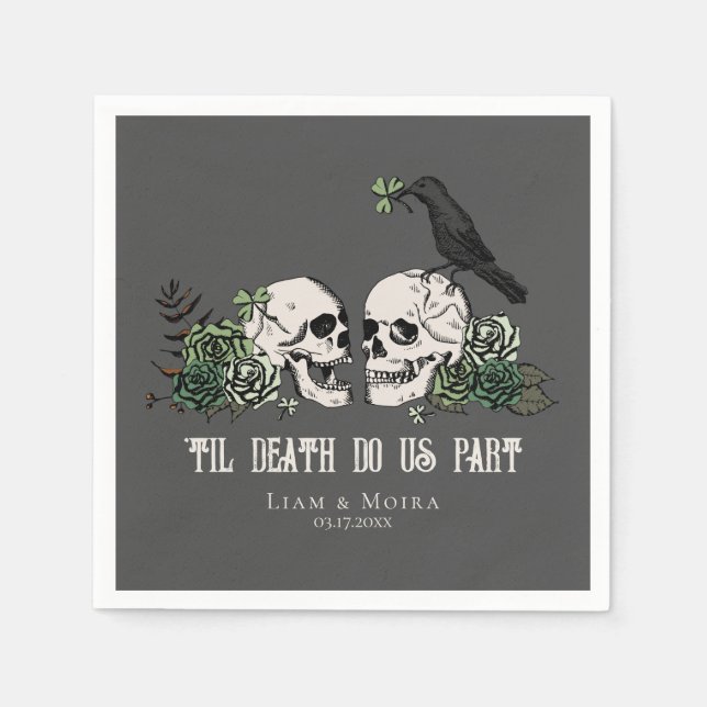 Til Death Gothic St Patricks Day Floral Skull Serviette (Vorderseite)