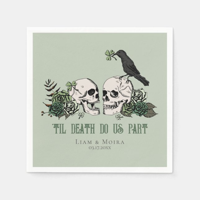 Til Death Gothic St Patricks Day Floral Skull Serviette (Vorderseite)