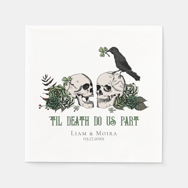 Til Death Gothic St Patricks Day Floral Skull Serviette (Vorderseite)