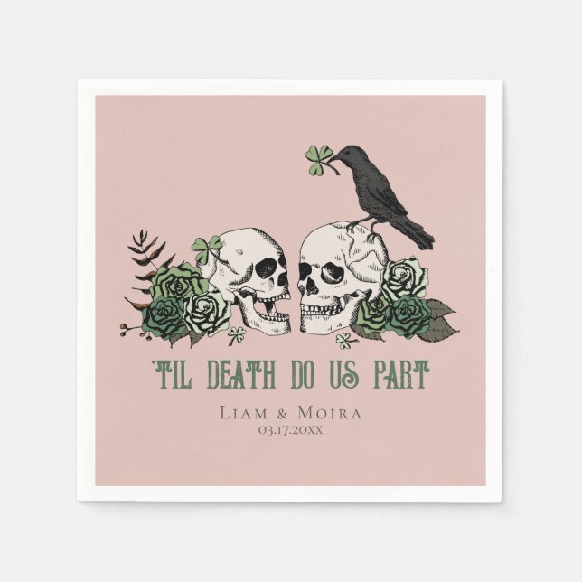 Til Death Gothic St Patricks Day Floral Skull Serviette (Vorderseite)