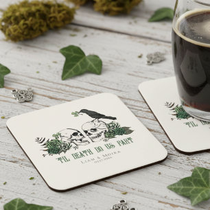 Til Death Gothic St. Patricks Day Floral Totenkopf Rechteckiger Pappuntersetzer