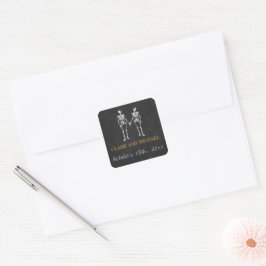 Til Death Halloween Skeleton Orange Black Wedding Quadratischer Aufkleber