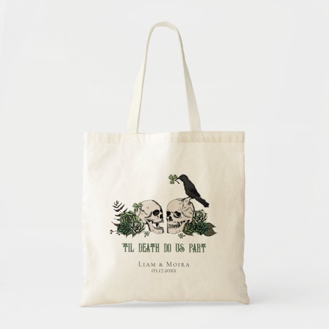 Til Death Ivory Gothic Brautparty Skull & Rose Tragetasche (Vorne)