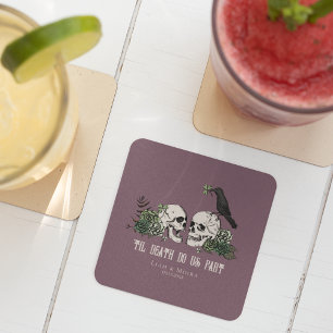 Til Death Lila Goth St Patricks Day Floral Skull Rechteckiger Pappuntersetzer